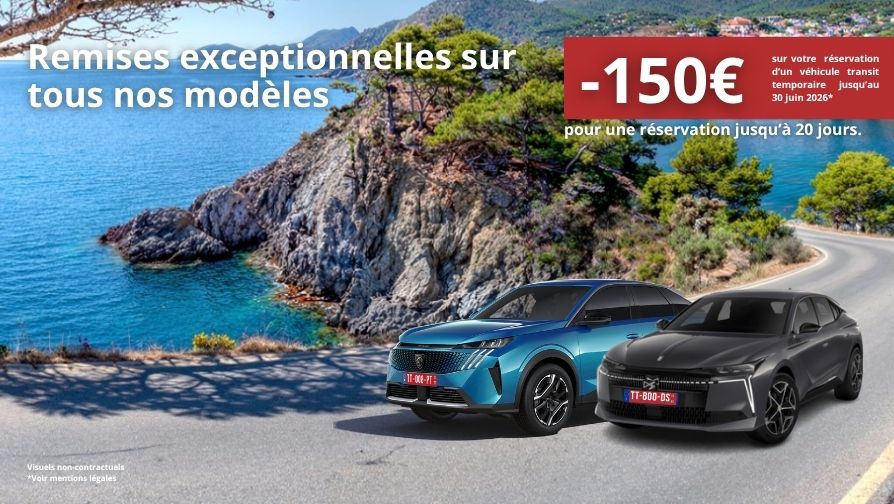 Remises exceptionnelles pour une réservation jusqu'à 20 jours.