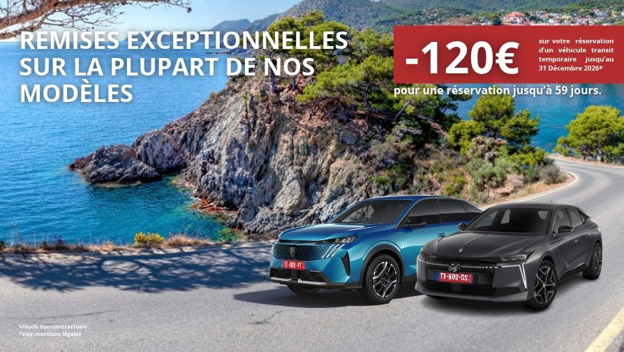 Remises exceptionnelles pour une réservation jusqu'à 59 jours.